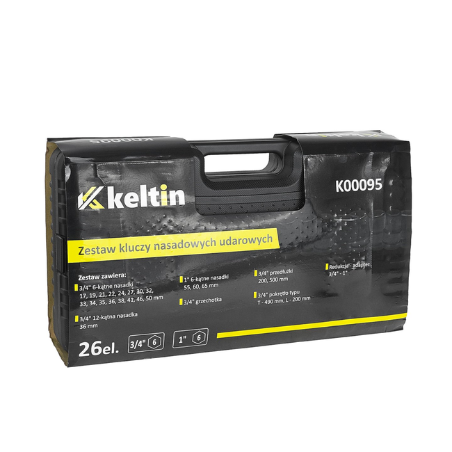 Keltin 26-delige 6-kant slagdoppenset met koffer voor zwaar werk 3/4 inch en 1 inch 17-65 mm