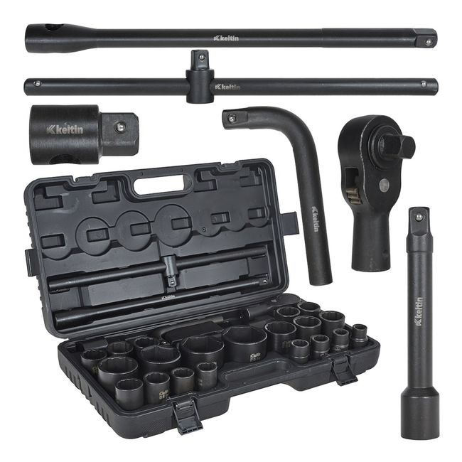 Keltin 26-delige 12-kant en 6-kant slagdoppenset met koffer 3/4 inch en 1 inch 17-65 mm