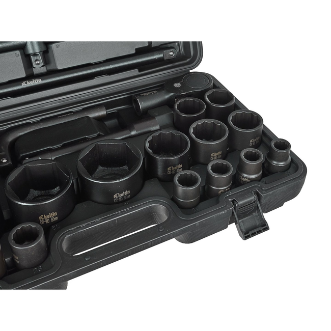 Keltin 26-delige 12-kant en 6-kant slagdoppenset met koffer 3/4 inch en 1 inch 17-65 mm