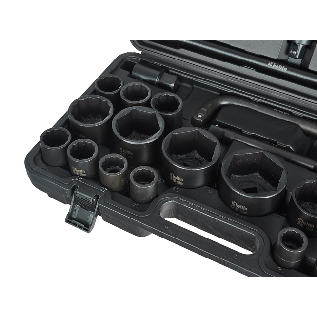 Keltin 26-delige 12-kant en 6-kant slagdoppenset met koffer 3/4 inch en 1 inch 17-65 mm
