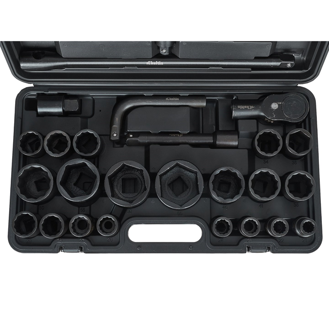 Keltin 26-delige 12-kant en 6-kant slagdoppenset met koffer 3/4 inch en 1 inch 17-65 mm