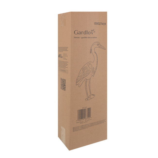 Gardlov Grijze reiger tuindecoratie 66 cm op prikker van PE voor vijver, border en bloembed in de tuin