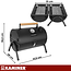 Kaminer Draagbare barbecue met deksel, 2 roosters en thermometer 36,5 x 28 x 41,5 cm
