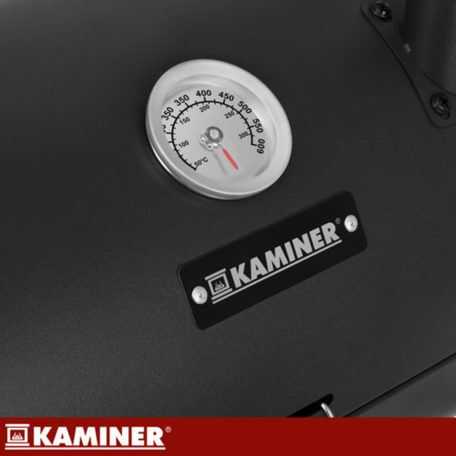 Kaminer Draagbare barbecue met deksel, 2 roosters en thermometer 36,5 x 28 x 41,5 cm