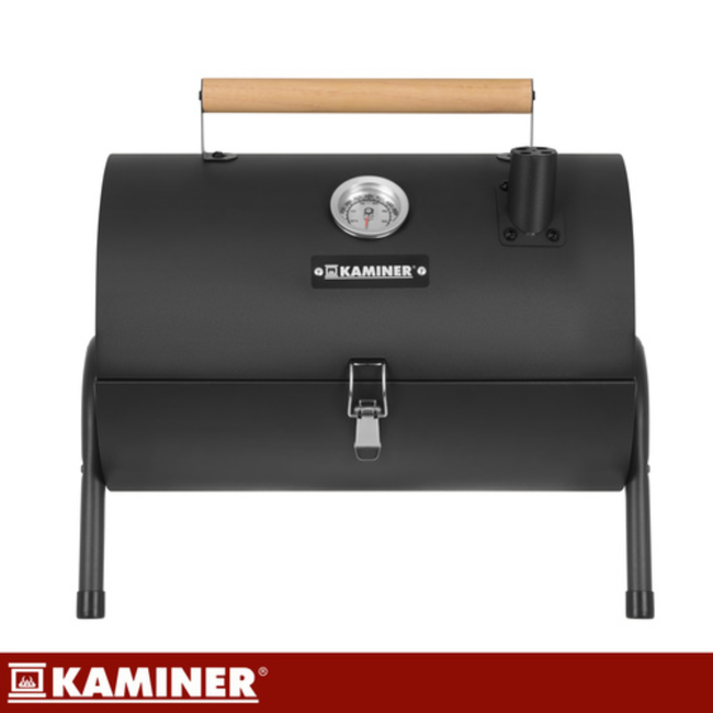 Kaminer Draagbare barbecue met deksel, 2 roosters en thermometer 36,5 x 28 x 41,5 cm