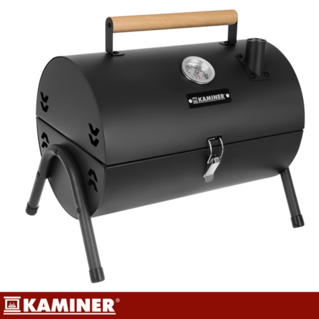 Kaminer Draagbare barbecue met deksel, 2 roosters en thermometer 36,5 x 28 x 41,5 cm