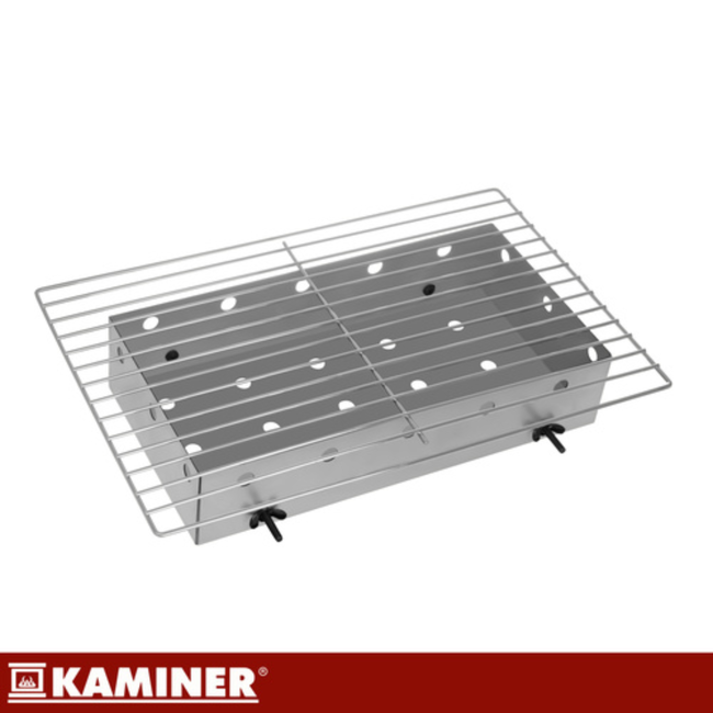 Kaminer Draagbare barbecue met deksel, 2 roosters en thermometer 36,5 x 28 x 41,5 cm