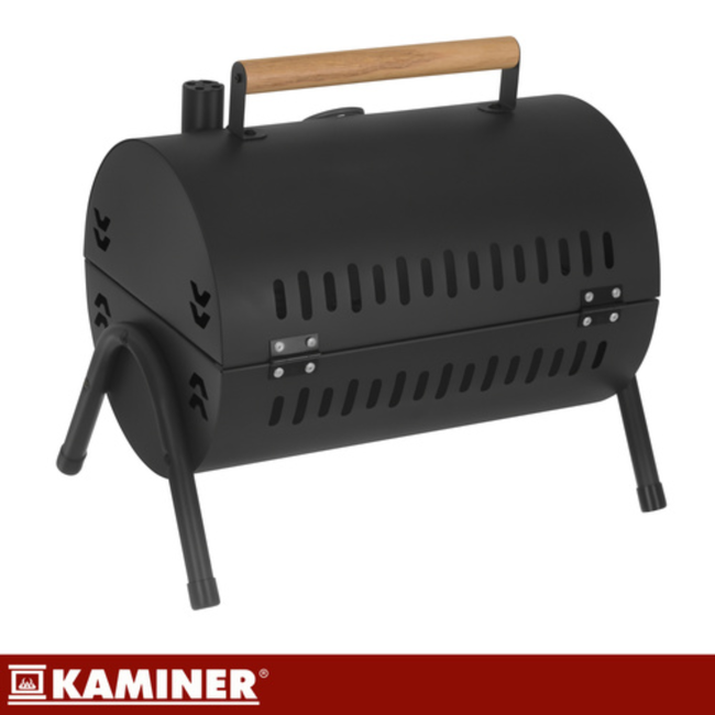 Kaminer Draagbare barbecue met deksel, 2 roosters en thermometer 36,5 x 28 x 41,5 cm