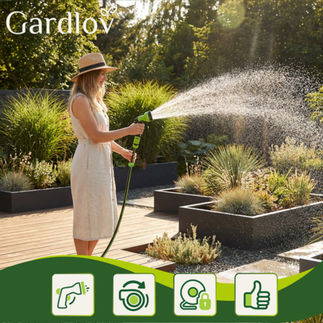 Gardlov Automatische wandslanghaspel met 30 m slang en 7 standen sproeipistool