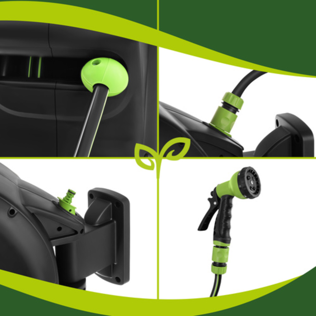 Gardlov Automatische wandslanghaspel met 30 m slang en 7 standen sproeipistool