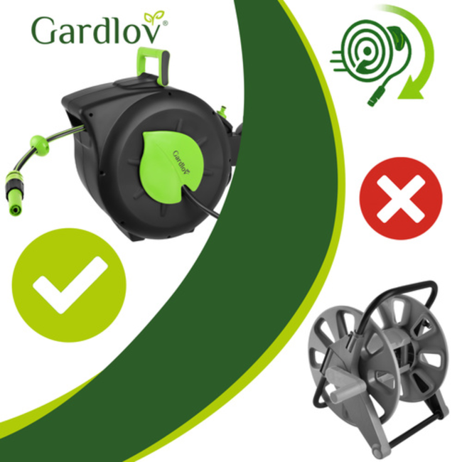 Gardlov Automatische wandslanghaspel met 30 m slang en 7 standen sproeipistool