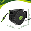 Gardlov Automatische wandslanghaspel 20 m zwart groen met 7 standen sproeipistool