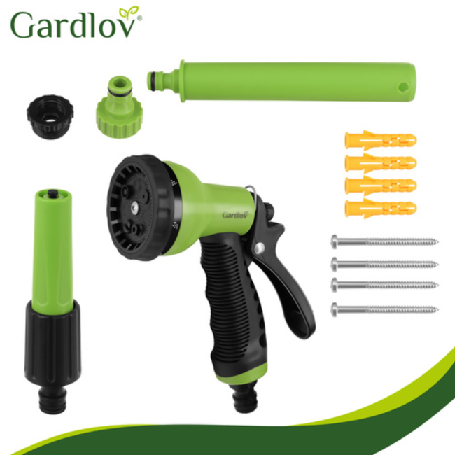 Gardlov Automatische wandslanghaspel 20 m zwart groen met 7 standen sproeipistool
