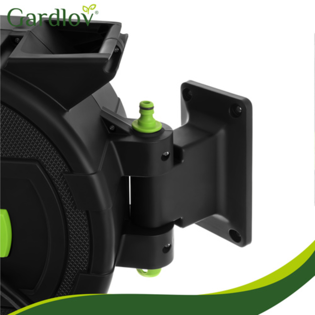 Gardlov Automatische wandslanghaspel 20 m zwart groen met 7 standen sproeipistool