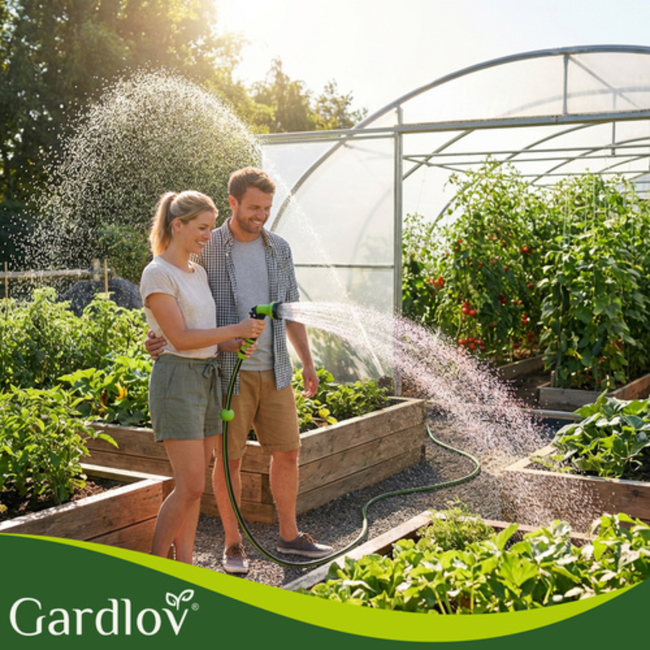 Gardlov Automatische wandslanghaspel 20 m zwart groen met 7 standen sproeipistool