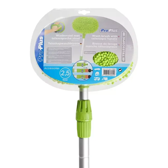 ProPlus Telescopische wasborstel met chenille - uitschuifbaar tot 2,50 meter - ideaal voor auto, caravan en tuin