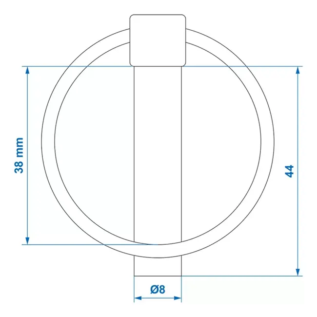 ProPlus Borgpen - Ø 8 mm - met Ø 38 mm ring - slank design - robuust staal - zilver