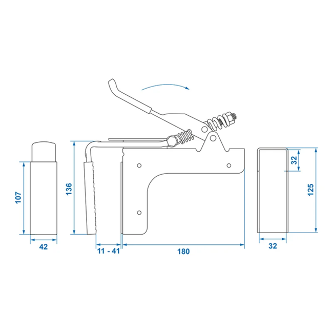 ProPlus Klem voor cargoplank - Aluminium - 14 x 34 x 4,5 cm - Zilver