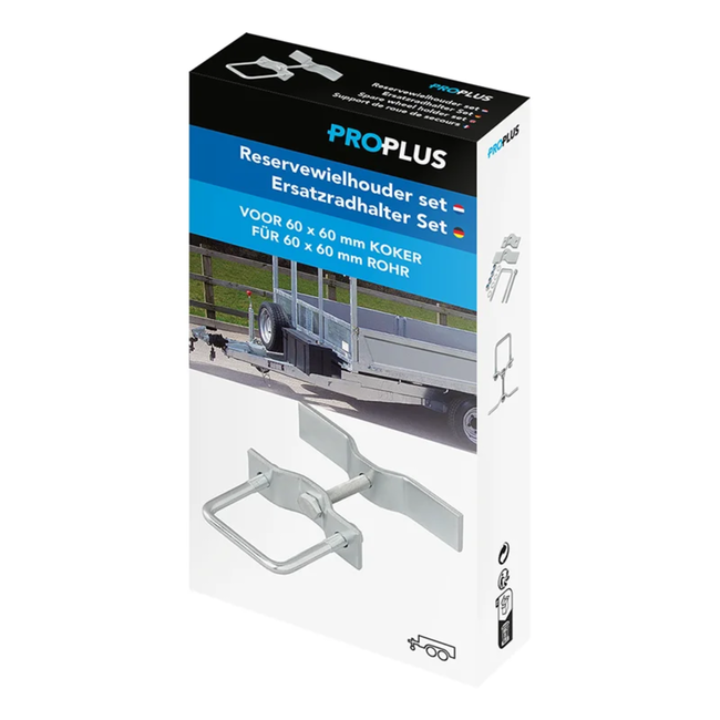 ProPlus Reservewielhouder set - Voor 60 x 60 mm koker - Ideaal voor aanhangwagens