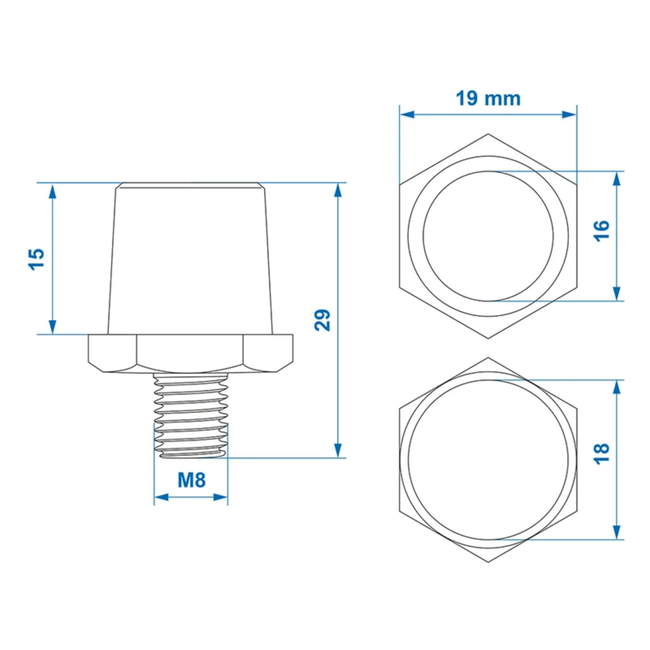 ProPlus Schroefbare Accupolen – Messing M8 Set (Plus en Min)
