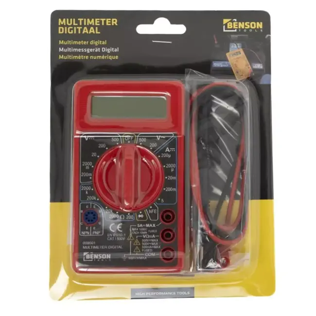 Benson Digitale multimeter - 19 meetbereiken - Universeel - Compact - Zonder batterij
