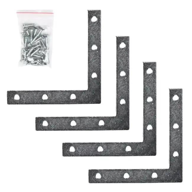 Benson Raamhoek - Verzinkt IJzer - Inclusief Schroeven - 100 x 100 x 15 mm - 4 stuks