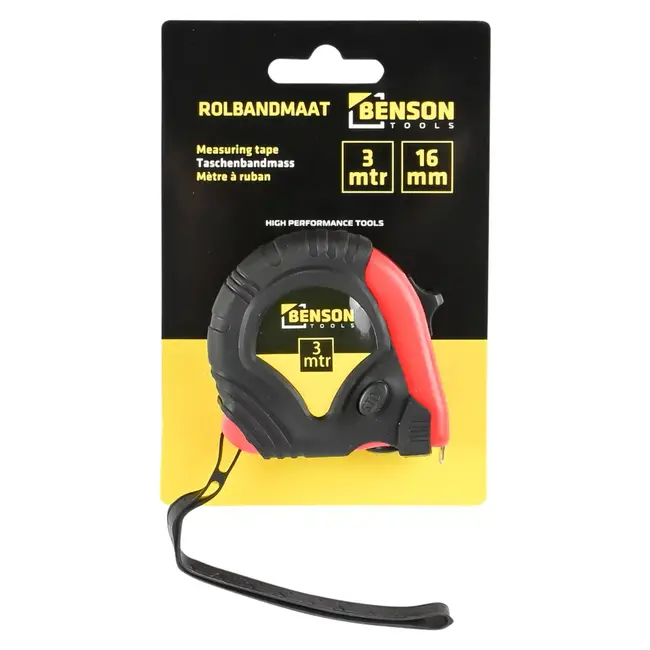 Benson Meetlint - Rubber Behuizing - 3 Meter - 19 mm - Lichtgewicht en Nauwkeurig
