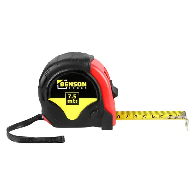 Benson Rolmaat - Meetlint Rubber - 7.5 meter - 25 mm - Lichtgewicht - Manueel vergrendelsysteem