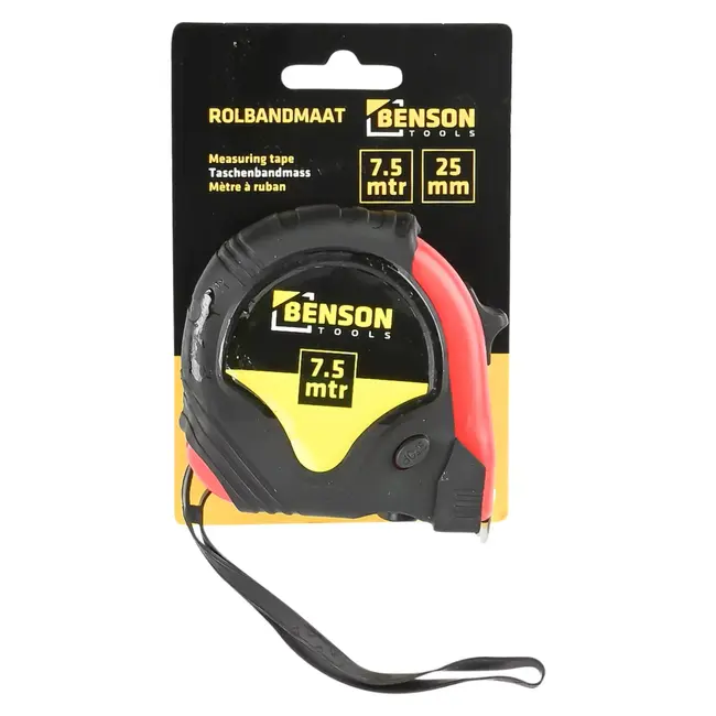 Benson Rolmaat - Meetlint Rubber - 7.5 meter - 25 mm - Lichtgewicht - Manueel vergrendelsysteem