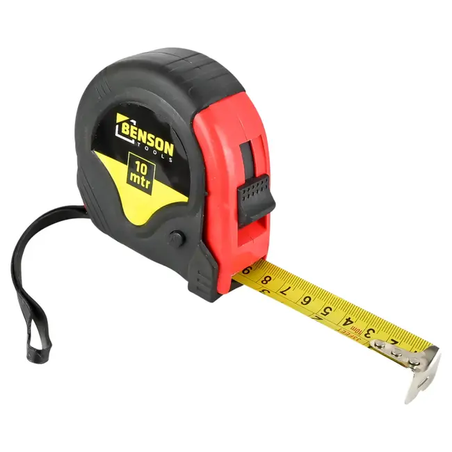 Benson Rolmaat - Meetlint Rubber - 10 meter - 25 mm - Lichtgewicht - Manueel vergrendelsysteem