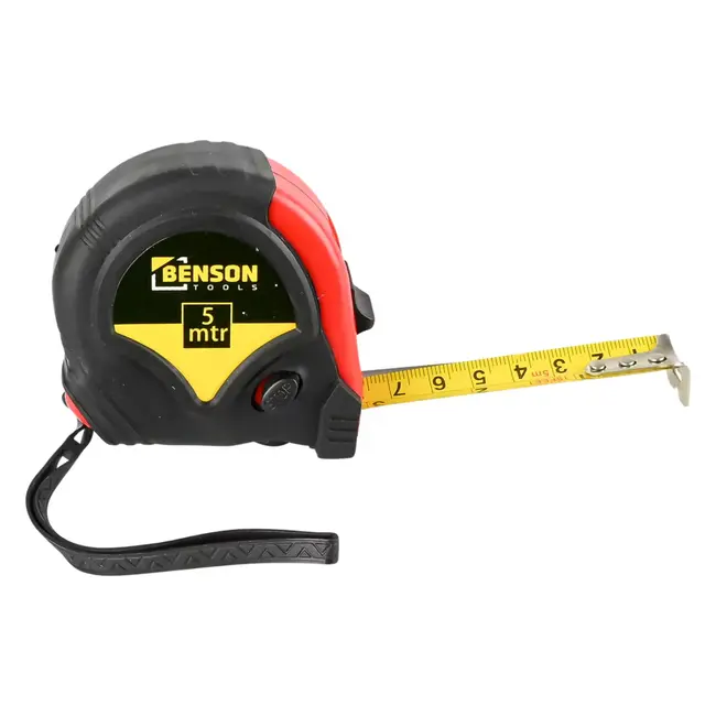 Benson Rolmaat - Meetlint Rubber - 5 meter - 19 mm - Lichtgewicht - Handig vergrendelsysteem