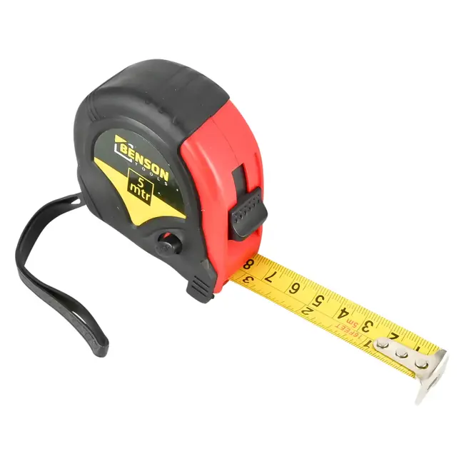 Benson Rolmaat - Meetlint Rubber - 5 meter - 19 mm - Lichtgewicht - Handig vergrendelsysteem