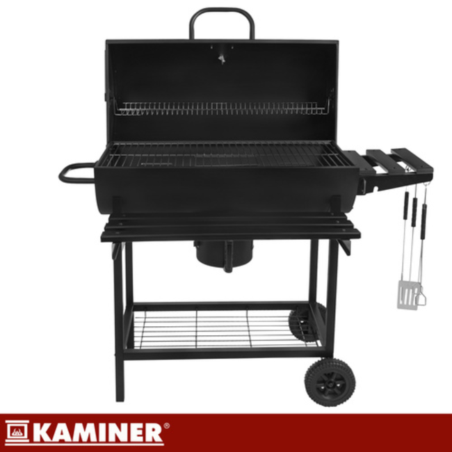 Kaminer Houtskoolbarbecue met deksel, thermometer, 108 x 67 x 96 cm voor tuin en terras