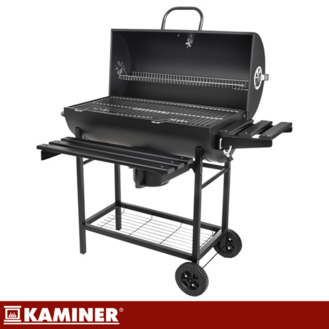 Kaminer Houtskoolbarbecue met deksel, thermometer, 108 x 67 x 96 cm voor tuin en terras