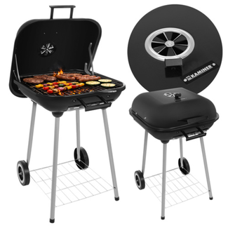 Kaminer Houtskoolbarbecue met deksel, 77 x 53 x 46 cm voor tuin en terras