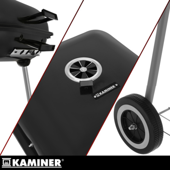Kaminer Houtskoolbarbecue met deksel, 77 x 53 x 46 cm voor tuin en terras