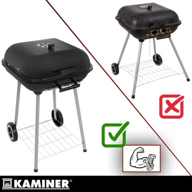 Kaminer Houtskoolbarbecue met deksel, 77 x 53 x 46 cm voor tuin en terras