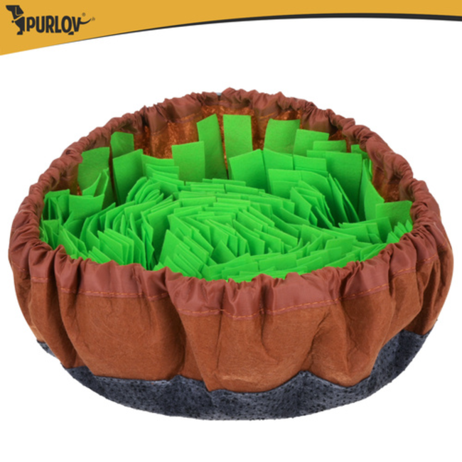 Purlov Grote snuffelmat voor honden en katten met antislip en verstelbaar trekkoord 48 x 48 cm