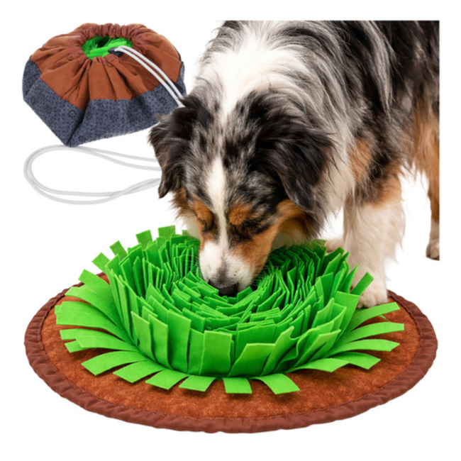Purlov Grote snuffelmat voor honden en katten met antislip en verstelbaar trekkoord 48 x 48 cm