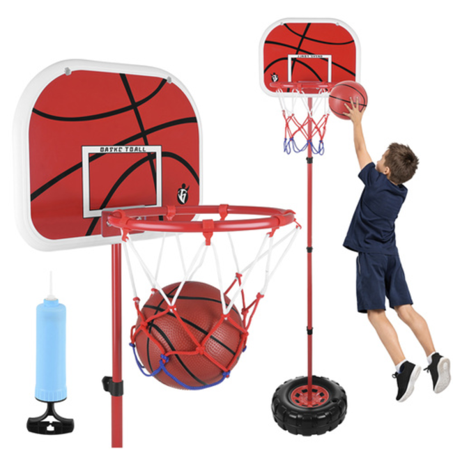 Kruzzel Vrijstaande basketbalset voor kinderen 170 cm met basketbalbord, ring, net, bal en pomp