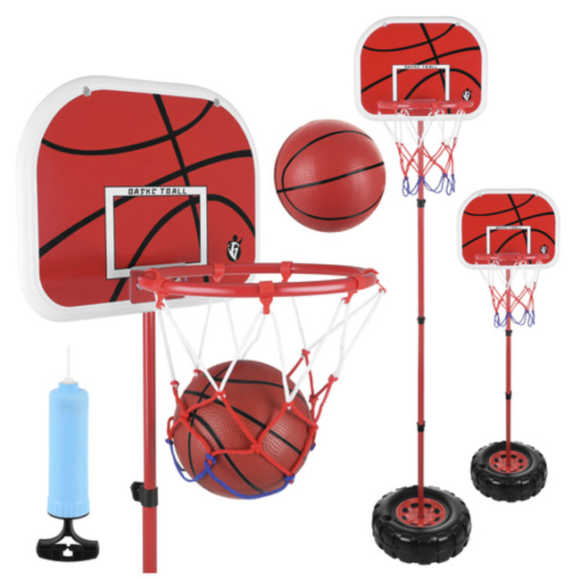 Kruzzel Vrijstaande basketbalset voor kinderen 170 cm met basketbalbord, ring, net, bal en pomp