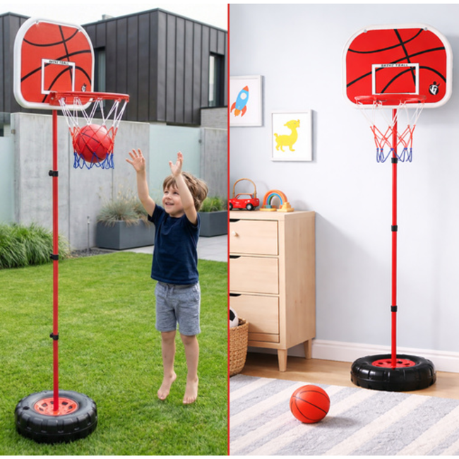 Kruzzel Vrijstaande basketbalset voor kinderen 170 cm met basketbalbord, ring, net, bal en pomp