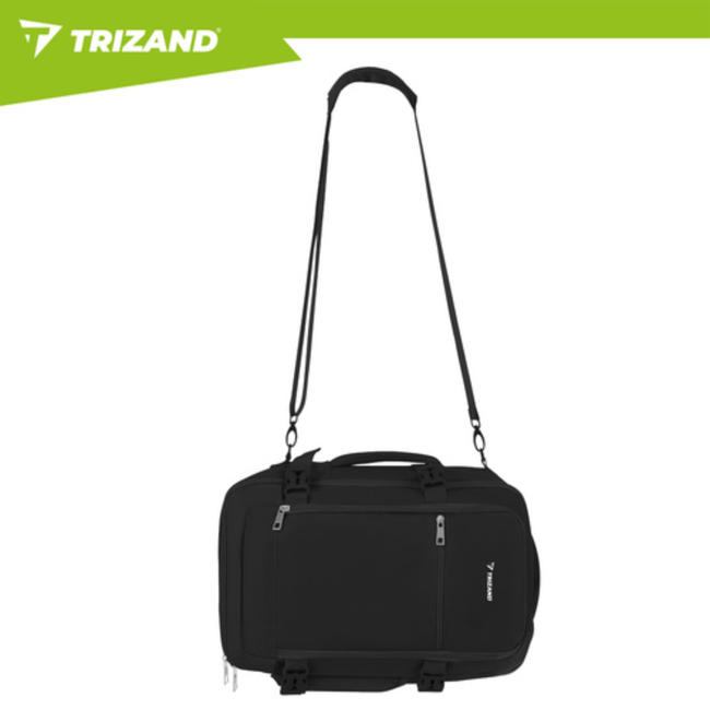 Trizand Zwarte handbagage rugzak 40 x 25 x 20 cm met 7 vakken en kofferbevestiging