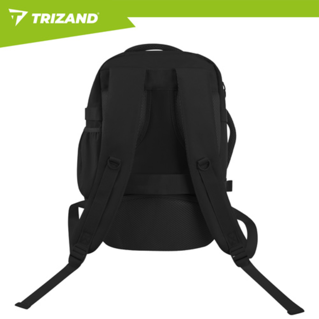 Trizand Zwarte handbagage rugzak 40 x 25 x 20 cm met 7 vakken en kofferbevestiging