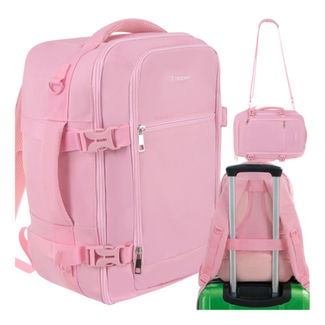 Trizand Roze 2-in-1 handbagage rugzak 40 x 25 x 20 cm met 7 vakken en anti-diefstalvak