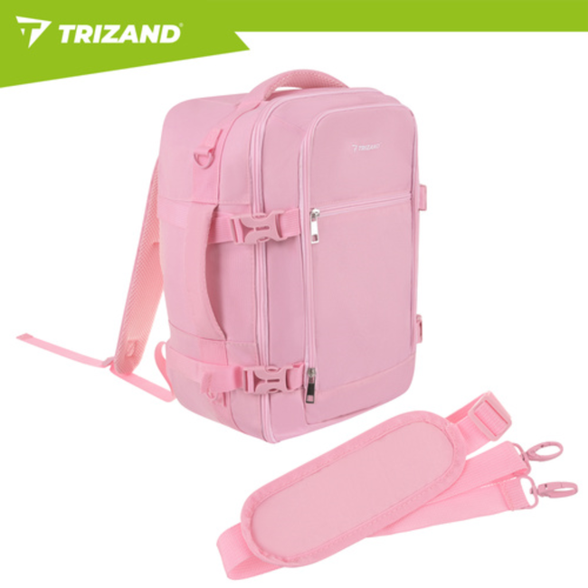 Trizand Roze 2-in-1 handbagage rugzak 40 x 25 x 20 cm met 7 vakken en anti-diefstalvak