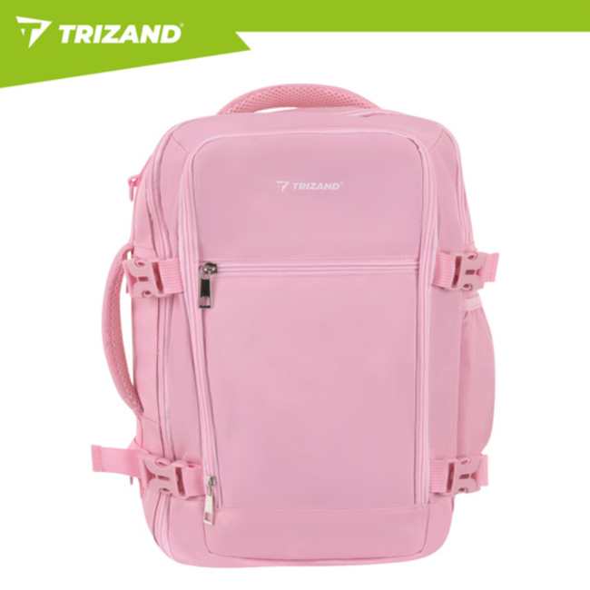 Trizand Roze 2-in-1 handbagage rugzak 40 x 25 x 20 cm met 7 vakken en anti-diefstalvak