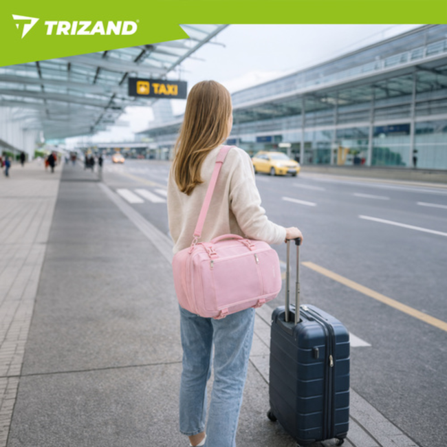 Trizand Roze 2-in-1 handbagage rugzak 40 x 25 x 20 cm met 7 vakken en anti-diefstalvak