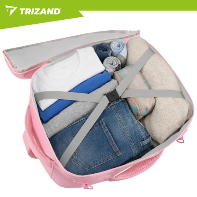 Trizand Roze 2-in-1 handbagage rugzak 40 x 25 x 20 cm met 7 vakken en anti-diefstalvak