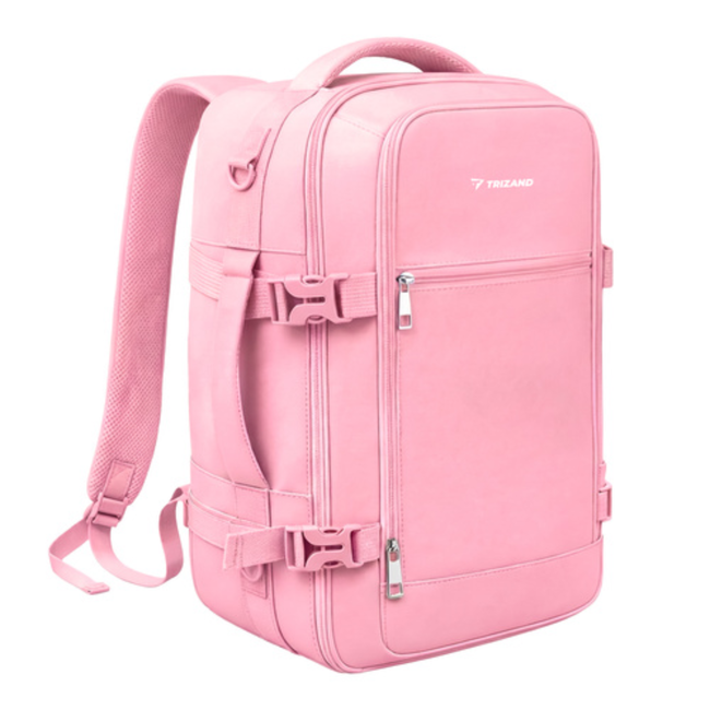 Trizand Roze 2-in-1 handbagage rugzak 40 x 25 x 20 cm met 7 vakken en anti-diefstalvak